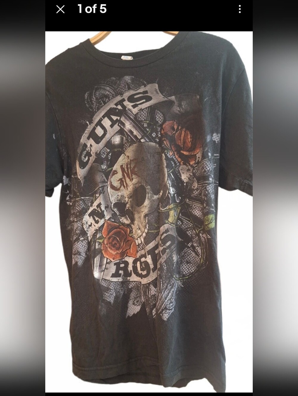 AOP Graphic Print, Vintage, 80's Band, Guns And Roses Tshirt, Size M